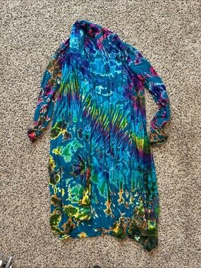 Vibrant Tie-Dye Long Maxi Cardigan